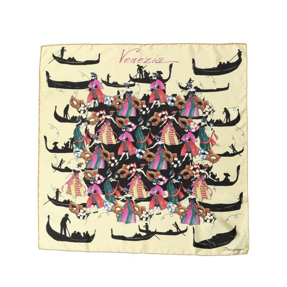 Dolce & Gabbana Cream Venezia Silk Twill Square Foulard Men's Scarf